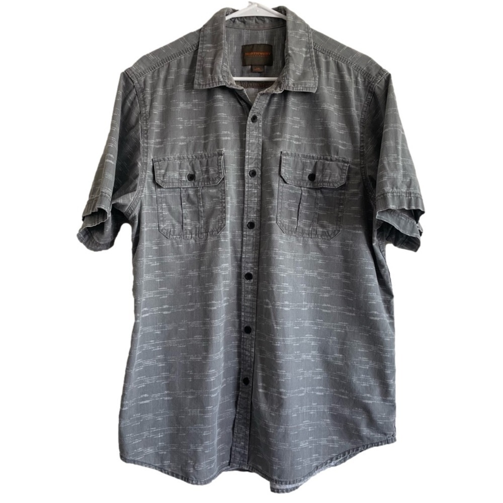 Northwest Territory Men's Gray Short Sleeve Button Down Shirt Size Large Pockets